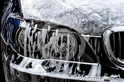 Car wash with soap. Stock Photo