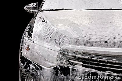 Car wash with soap. Stock Photo