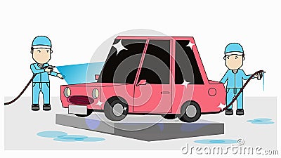 Car wash specialist Vector Illustration