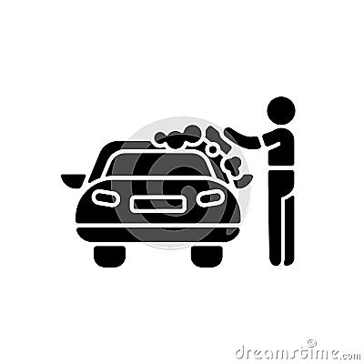 Car washer black glyph icon Vector Illustration