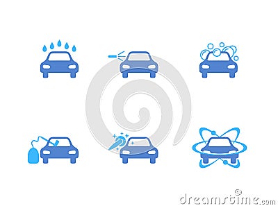 Car washing services icon set Vector Illustration