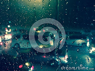 Car through wet window. Stock Photo