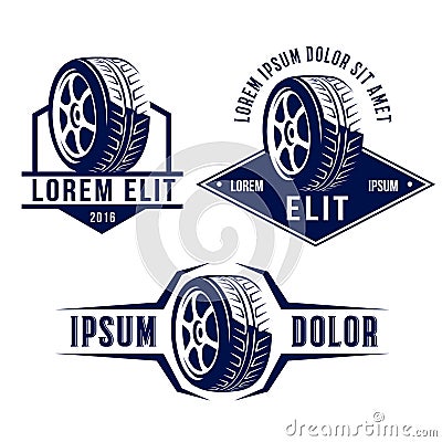 Car wheel, car related sign. Vector Illustration