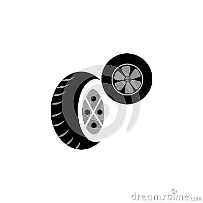 Car wheel icon unique simple vector design Vector Illustration