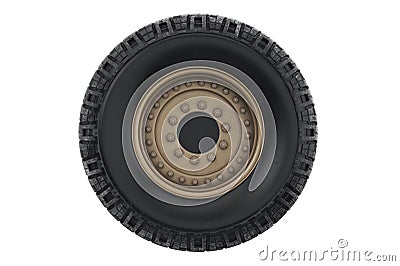 Car wheel military, front view Stock Photo