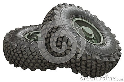 Car wheel military green disk Stock Photo