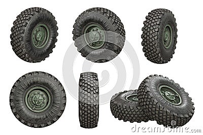 Car wheel military set Stock Photo