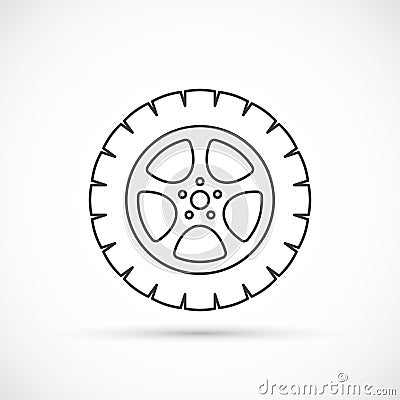 Car wheel outline icon Vector Illustration