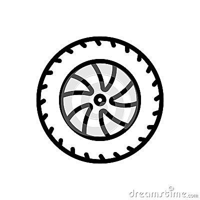 Car Wheel outline vector icon Vector Illustration