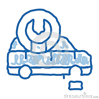 car wheel repair doodle icon hand drawn illustration Vector Illustration