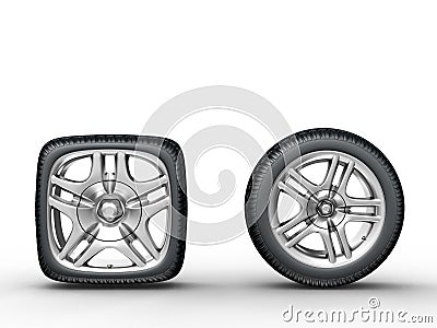 Car wheels Stock Photo