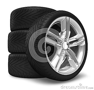 Car wheels set Stock Photo
