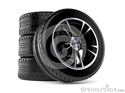 Car wheels set Stock Photo