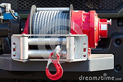 Car winch offroad Stock Photo