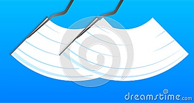 Car windscreen wipe glass, wiper cleans the windshield. Vector stock illustration Vector Illustration