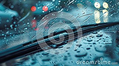 car windshield wipers rain Cartoon Illustration