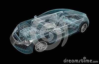 Car wireframe. My own design. Stock Photo