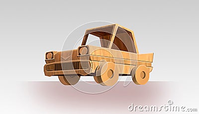 Car with wood. Art illustration Cartoon Illustration