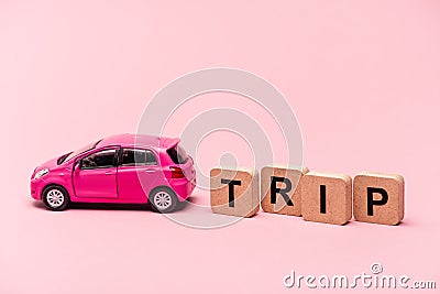 Car and word trip on cubes Stock Photo