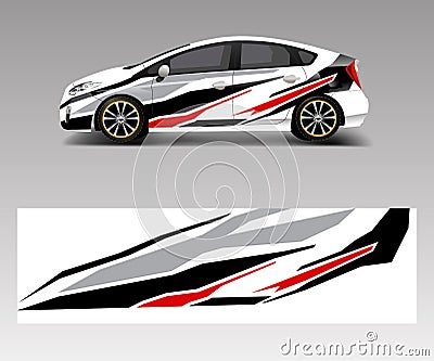 Car wrap decal design vector. Graphic abstract racing designs for vehicle, rally, race, adventure template design vector Vector Illustration