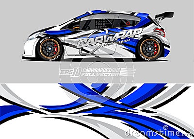 Car wrap decal graphic design. Abstract stripe racing background designs for wrap cargo van, race car, pickup truck, adventure Vector Illustration