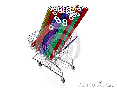 Car wrapping film roll in the shopping cart Stock Photo