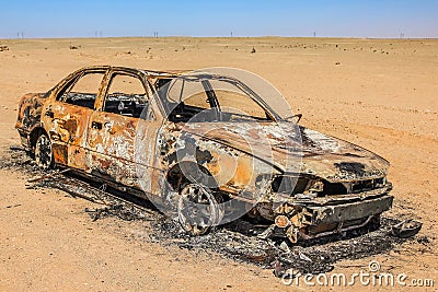 Car wreck burned Stock Photo