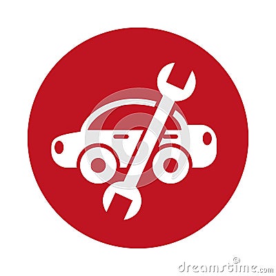 Car with wrench mechanic tool icon Vector Illustration