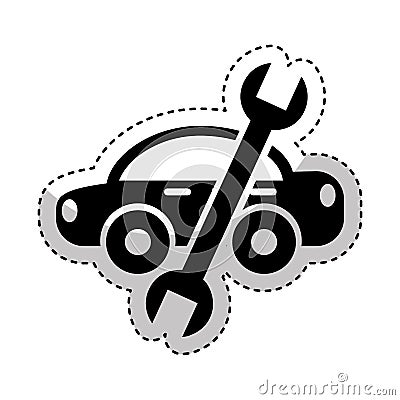 Car with wrench mechanic tool icon Vector Illustration