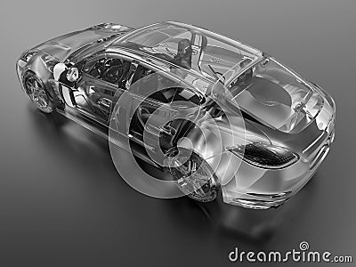 Car X-ray illustration Cartoon Illustration