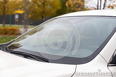 car's windshield rain wiper. window Stock Photo