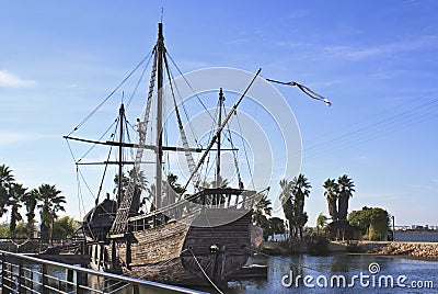 Carabela La Pinta in La Rabida (Spain) Editorial Stock Photo