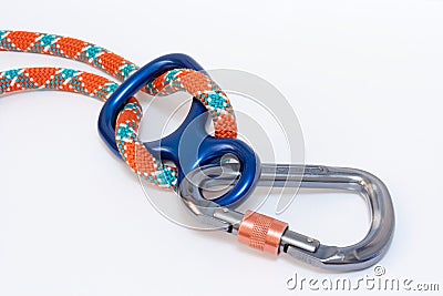 Carabiner and Figure eight Stock Photo