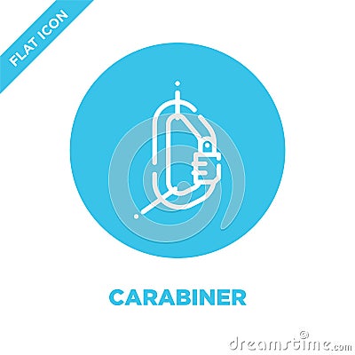 carabiner icon vector from camping collection. Thin line carabiner outline icon vector illustration. Linear symbol for use on web Vector Illustration