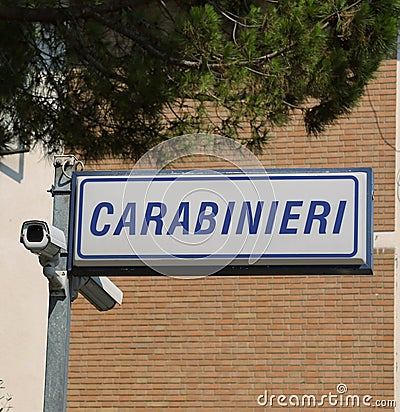 CARABINIERI station in italy that is a police force in the terri Editorial Stock Photo