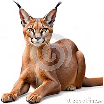 Caracal Dun South Africa isolated on white background Stock Photo