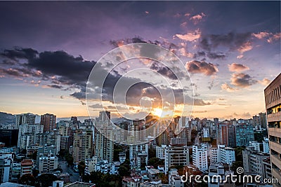 Caracas City during the Sunset Editorial Stock Photo