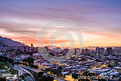 Caracas City during the Sunset Editorial Stock Photo