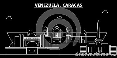 Caracas silhouette skyline. Venezuela - Caracas vector city, venezuelan linear architecture, buildings. Caracas travel Vector Illustration