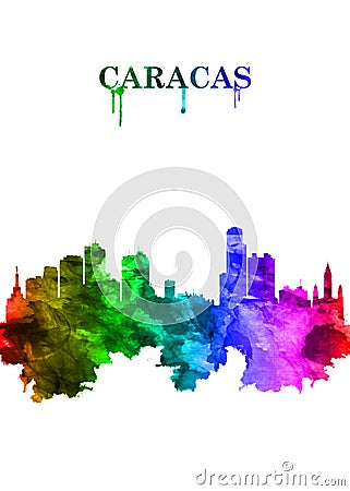 Caracas Venezuela skyline Portrait Rainbow Stock Photo