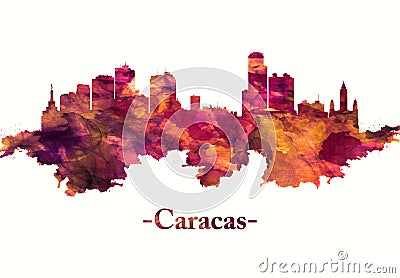 Caracas Venezuela skyline in red Stock Photo