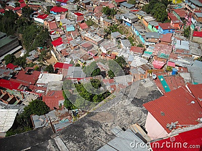 Caracas, Venezuela. View of colored houses in slum in San Agustin neighborhood Editorial Stock Photo