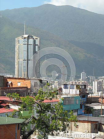 Caracas, Venezuela. View of colored houses in slum in San Agustin neighborhood Editorial Stock Photo