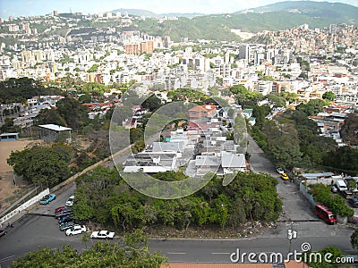 Caracas, Venezuela. View of some social interest buildings of the Gran MisiÃ³n Vivienda, el Metrocable, slums and other buildings Editorial Stock Photo