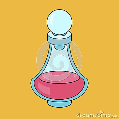 Carafe with wine. Icon for game on a yellow background Vector Illustration