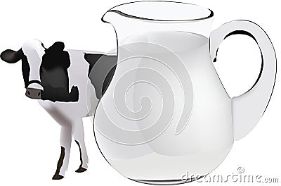 Carafe of white bovine milk Vector Illustration