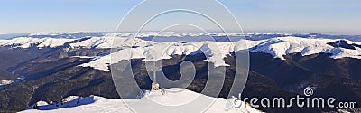 Caraiman Cross and Baiului Mountains panorama Stock Photo