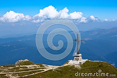 Caraiman Cross Mounument Stock Photo