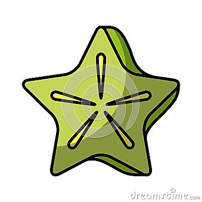 Carambola fresh fruit drawing icon Vector Illustration