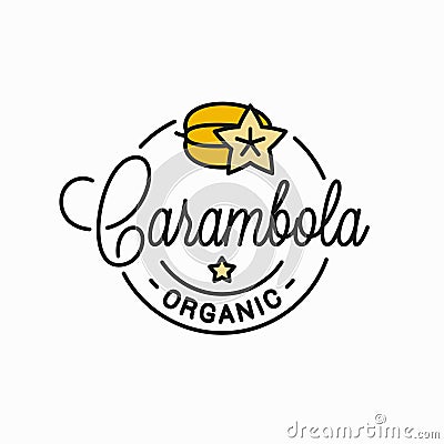 Carambola fruit logo. Round linear of carambola Vector Illustration